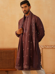Embroidered Kurta with Dupatta Set for Men ( KOD 5088 purple )