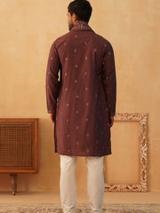 Embroidered Kurta with Dupatta Set for Men ( KOD 5088 purple )