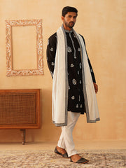 Black Embroidered Kurta with Dupatta Set ( KOD 5091 black )