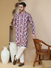 Abstract Printed Kurta Pyjama with Matching Dupatta ( JOKP D 5243 Purple )