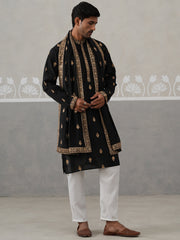 silk blend embroidered kurta pyjama set