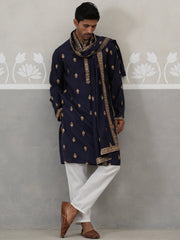 silk blend embroidered kurta pyjama set