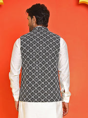 Embroidered Viscose Rayon Nehru Jacket ( JOWC 4110 Black )