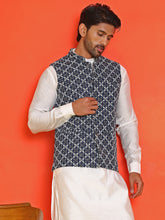 Embroidered Viscose Rayon Nehru Jacket ( JOWC 4110 Peacock )