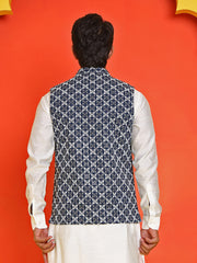 Embroidered Viscose Rayon Nehru Jacket ( JOWC 4110 Peacock )