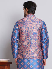 Digital Printed Nehru Jacket For Men ( JOWC 4122Peacock )