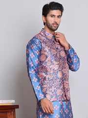 Digital Printed Nehru Jacket For Men ( JOWC 4122Peacock )
