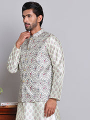 Digital Printed Nehru Jacket For Men ( JOWC 4122Pista )