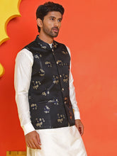 Embossed design Nehru Jacket for Men ( JOWC 4130 Black )