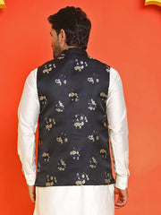 Embossed design Nehru Jacket for Men ( JOWC 4130 Black )