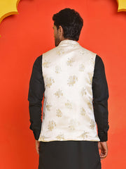 Embossed design Nehru Jacket for Men ( JOWC 4130 Cream )