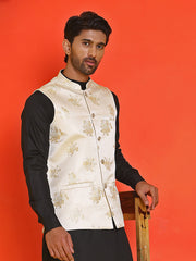 Embossed design Nehru Jacket for Men ( JOWC 4130 Cream )