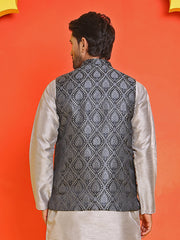 Woven design Nehru Jacket for Men ( JOWC 4131 Black )