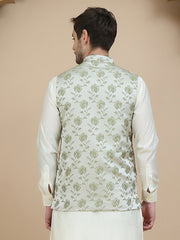Embossed Nehru Jacket for Men ( JOWC 4133 Pista )