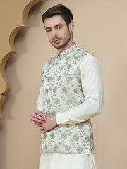 Embossed Nehru Jacket for Men ( JOWC 4133 Pista )