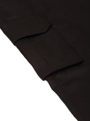Men's Casual Cotton Solid Cargo Pants ( KGP 154Black )