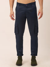 Jainish Mens Casual Cotton Solid Cargo Pants
