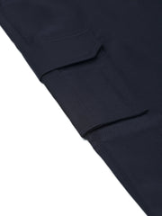 Men's Casual Cotton Solid Cargo Pants ( KGP 154Navy-Blue )