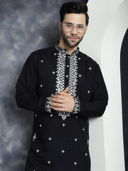 Men's Embroidered Kurtas ( KO 5045Black )