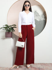 women relaxed flared high rise pleated formal trousers 2