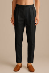 black poly silk solid ethnic trouser
