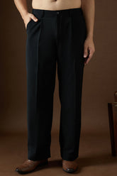 black modal solid regular korean pant