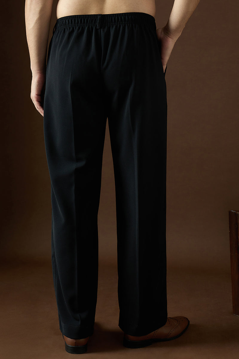black modal solid regular korean pant