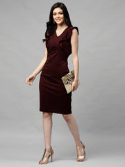 athena women burgundy solid sheath dress