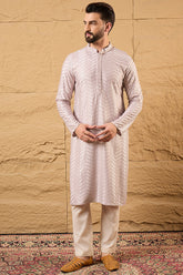 lavender viscose rayon solid embroidered straight kurta with trousers