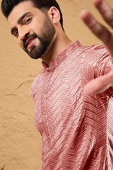 peach viscose rayon solid embroidered straight kurta with trousers