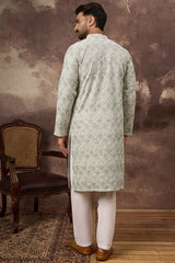 green viscose rayon solid embroidered straight kurta with trouser