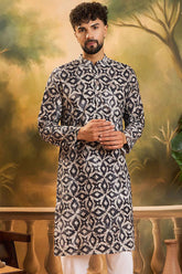 blue pure cotton batik embroidered straight kurta with trouser