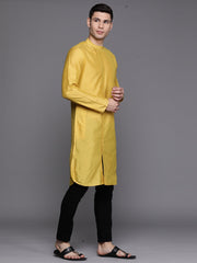 Yellow Solid Liva Straight Kurtas