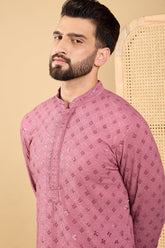 mauve viscose rayon solid embroidered straight chikankari kurta