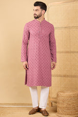 mauve viscose rayon solid embroidered straight chikankari kurta