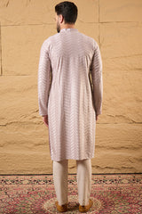 lavender viscose rayon chevron embroidered straight kurta