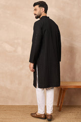 black viscose rayon solid embroidered straight kurta