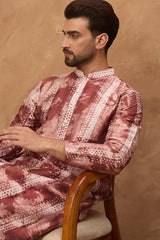 brown silk blend shibori embroidered straight kurta