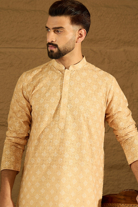 Yellow Viscose Rayon Bandhani Embroidered Straight Kurta MKU1585
