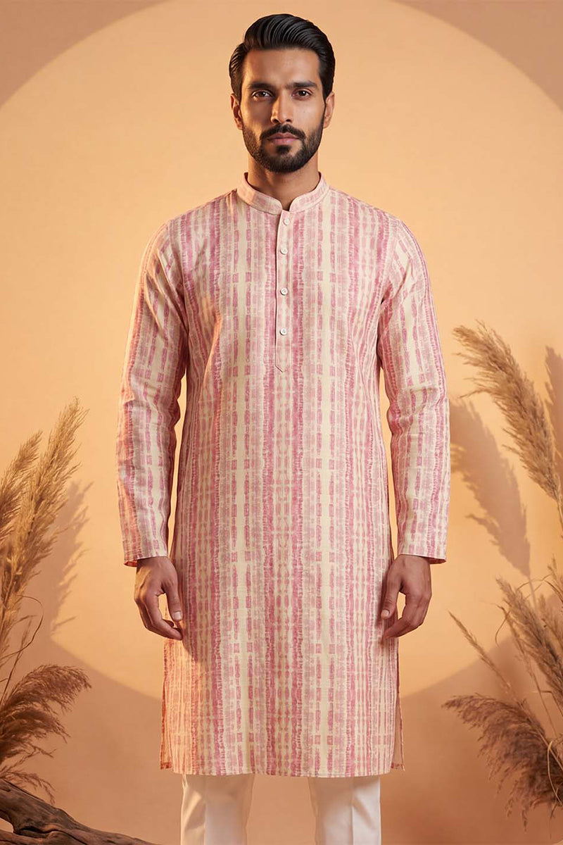Mens Multi Silk Blend Abstract Printed Kurta