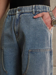 MASCLN SASSAFRAS - Men Blue Washed Wide Leg Carpenter Jeans