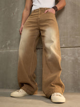 MASCLN SASSAFRAS - Men Brown Washed Basic Wide Leg Jeans
