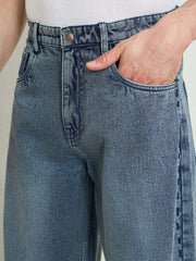 MASCLN SASSAFRAS - Men Light Blue Basic Wide Leg Jeans