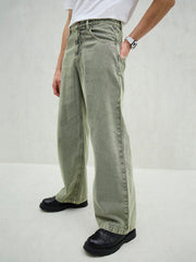 MASCLN SASSAFRAS - Men Light Green Basic Wide Leg Jeans