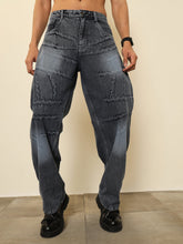 Grey Crinkled Wash Effect Relax Fit Jeans MASCLN SASSAFRAS