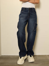 Dark Blue Washed Side Flap Relax Fit Jeans MASCLN SASSAFRAS