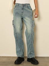 Blue Acid Wash Side Flap Relax Fit Jeans MASCLN SASSAFRAS