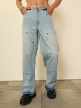 Light Blue Frayed Hem Relax Fit Carpenter Jeans MASCLN SASSAFRAS