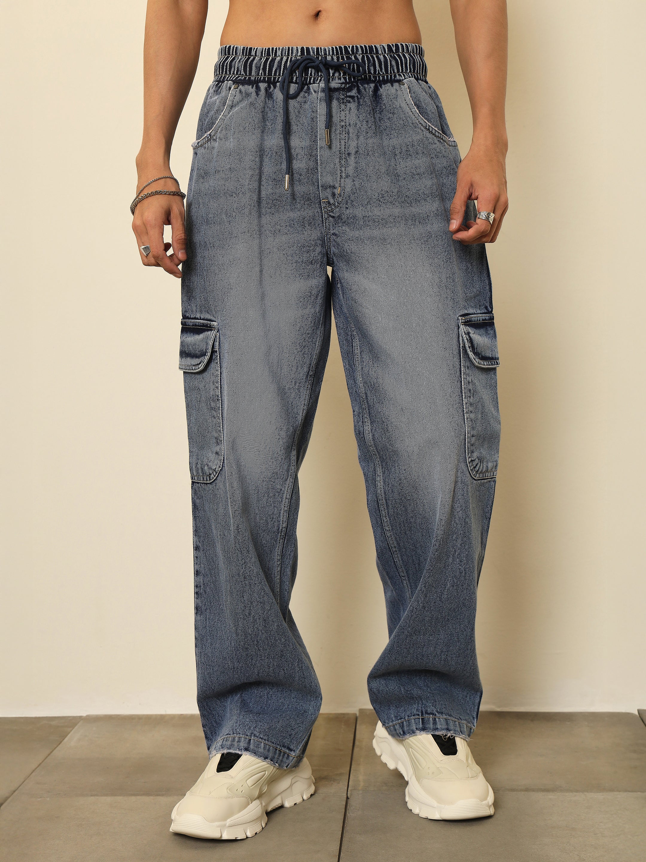 Basic Blue Cargo Pocket Relax Fit Jogger Jeans MASCLN SASSAFRAS