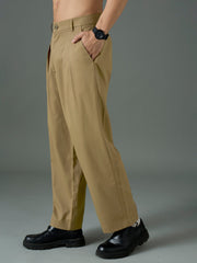 Khaki Front Pleat Relax Fit Korean Trouser MASCLN SASSAFRAS